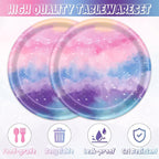 40Pcs Tie Dye Birthday Party Decorations Rainbow Birthday Plates and Napkins - Image 3