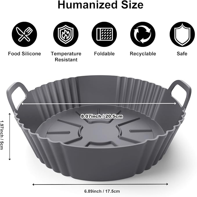 Round Silicone Air Fryer Liners 3Pack, Ninja AF101 & AF161 Silicone Liners - Image 2