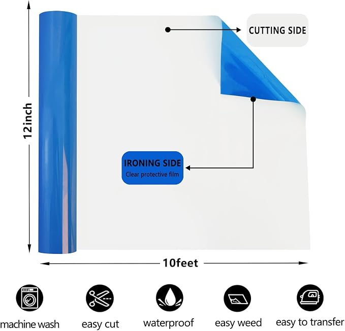 FUNKAKA Fluorescent Blue HTV Heat Transfer Vinyl Rolls - Image 3
