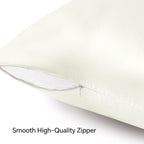 BEDELITE Satin Pillowcase with Zipper, Ivory King Size Pillow Cases Set of 2 - Image 5