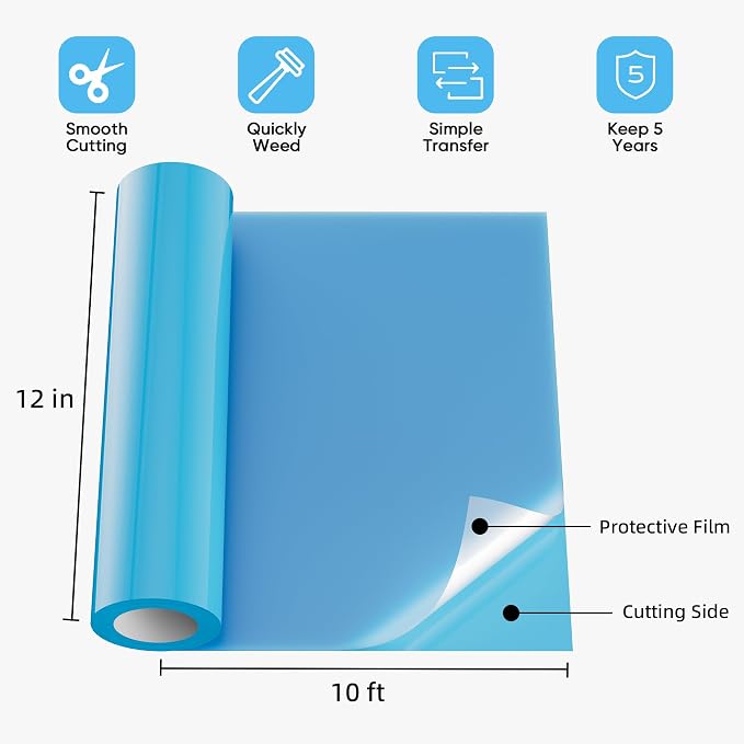 Blue Permanent Vinyl for Cricut Cutting Machine, Waterproof, Durable Blue Vinyl - Image 4