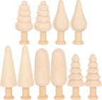 jojofuny Unfinished Wooden Tree Toys 10Pcs Set Small 2.34In DIY Painting Craft by jojofuny