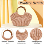 ACRNIGHEET Crochet Bag Kit for Adults Khaki Handbag Kit for Beginners Tote Bag - Image 3