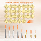 Wood Burning Pen Leather Pyrography Tool Burner Kit | 26 Letters | Temperature - Image 5