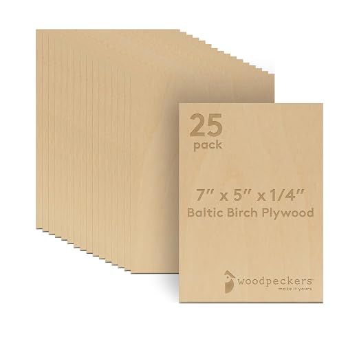 Baltic Birch Plywood, 6 mm 1/4 x 5 x 7 Inch Craft Wood, CNC Cutting and Wood by Woodpeckers