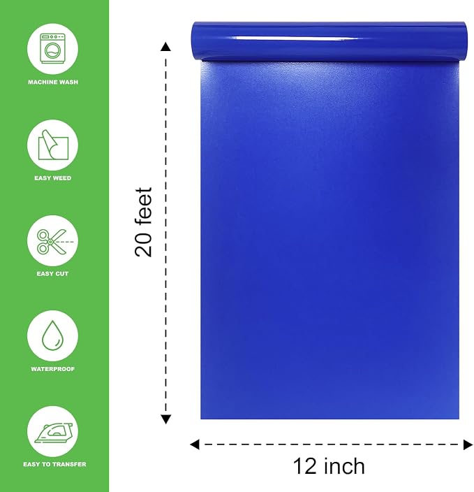 Navy Blue Heat Transfer Vinyl HTV Roll Matte PU 12" x 20 ft. | Easy to Cut - Image 2