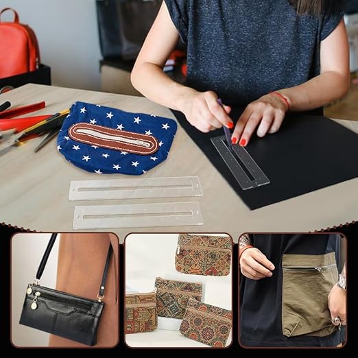 PH PandaHall 6pcs 3 Sizes Zipper Making Template Set, Acrylic Zip Pocket - Image 6