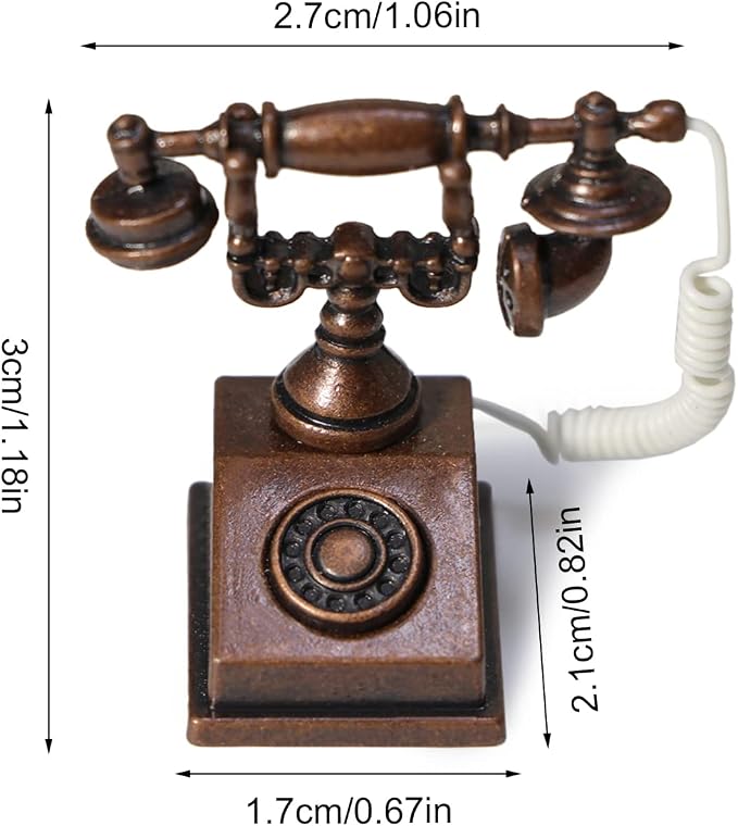 Dollhouse Telephone 1:12 Miniature Vintage Rotary Phone Model Desk Decoration - Image 4