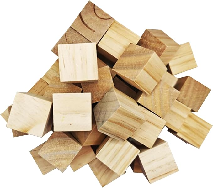 MUXGOA 1-1/2 inch Unfinished Wooden Cubes, Wood Blocks - Image 3