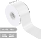 White 2.5 Inch Continuous 25 Yards Satin Wired Ribbon - Image 2