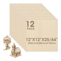 12 Pack Basswood Sheets 12"×12"×25/64" Unfinished Plywood Sheet | Smooth Thin by Unknown