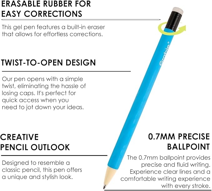 Grabie Erasable Gel Pens, Medium Point 0.7 mm Erasable Pens, Make Mistakes - Image 2