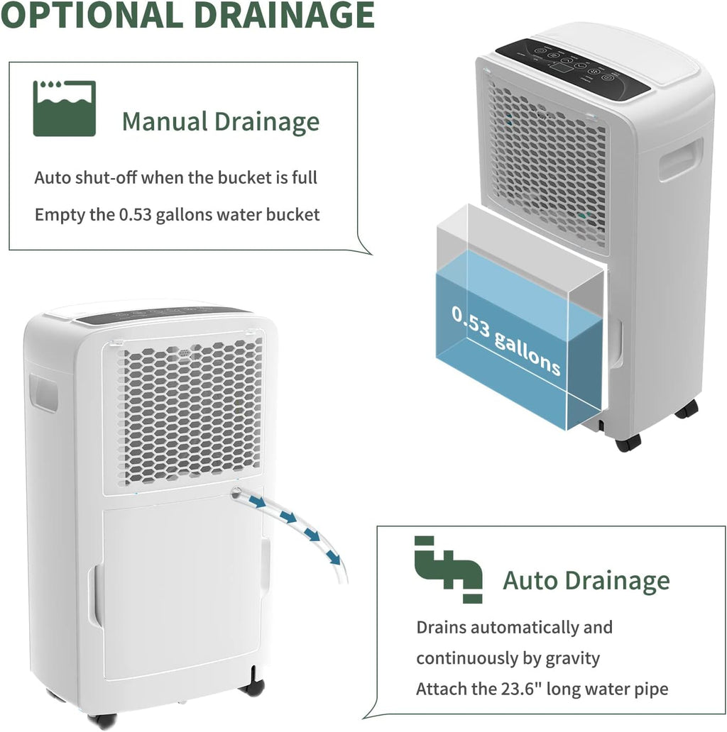 Shinco 40 Pints Dehumidifier for Home and Basements, 2000 Sq.Ft Dehumidifiers with Drain Hose, Auto or Manual Drainage, Auto Defrost, Quietly Remove Moisture, Intelligent Humidity Control, 24HR Timer