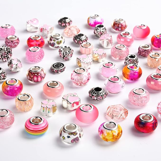 Aipridy European Large Hole Beads, Colorful Glass Charm Beads Set - Image 2