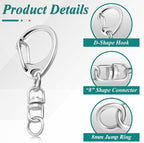 25 Pack Lobster Claw Clasps Keychain Kit, Bulk Key Chain Clasps - Image 3