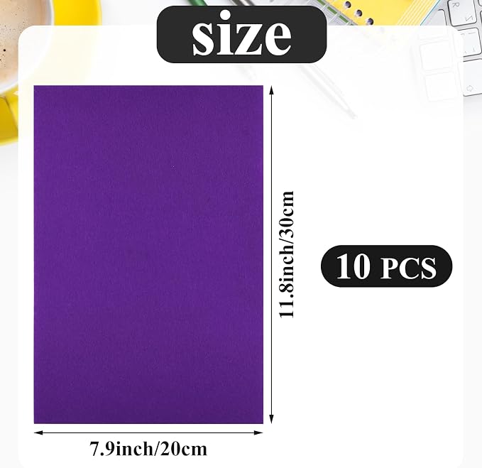 10PCS Purple Self Adhesive Felt Fabric Sheets Sticky Felt Sheets - Image 2