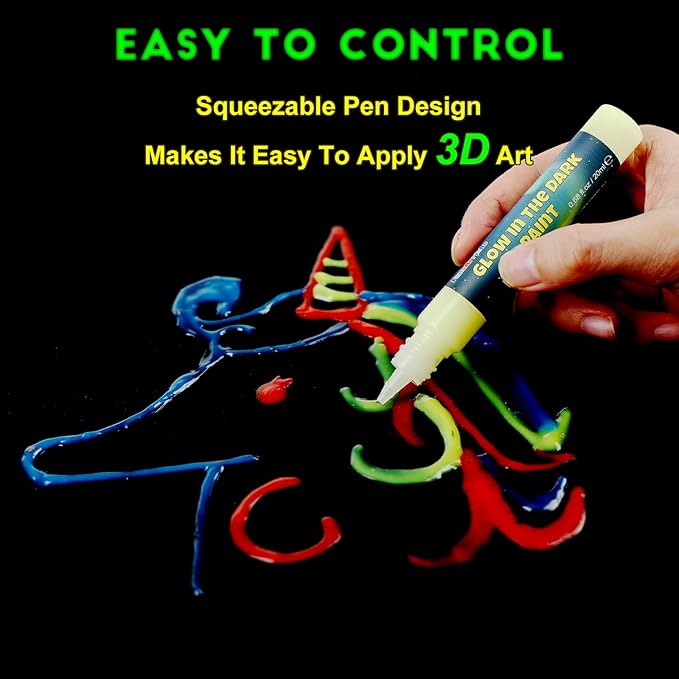 FansArriche Glow in the Dark Paint, 24 Colors x 20 ml Fabric Paint | 3D Neon - Image 4