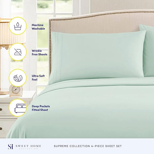 1800 Thread Count Sheet Set – Soft Egyptian Quality Brushed Microfiber Sheets – - Image 2