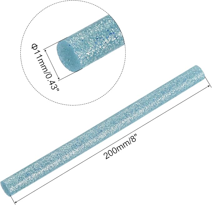 uxcell Mini Hot Glue Sticks for Glue Gun 11mm x 200mm Glitter Sky Blue 12pcs - Image 2