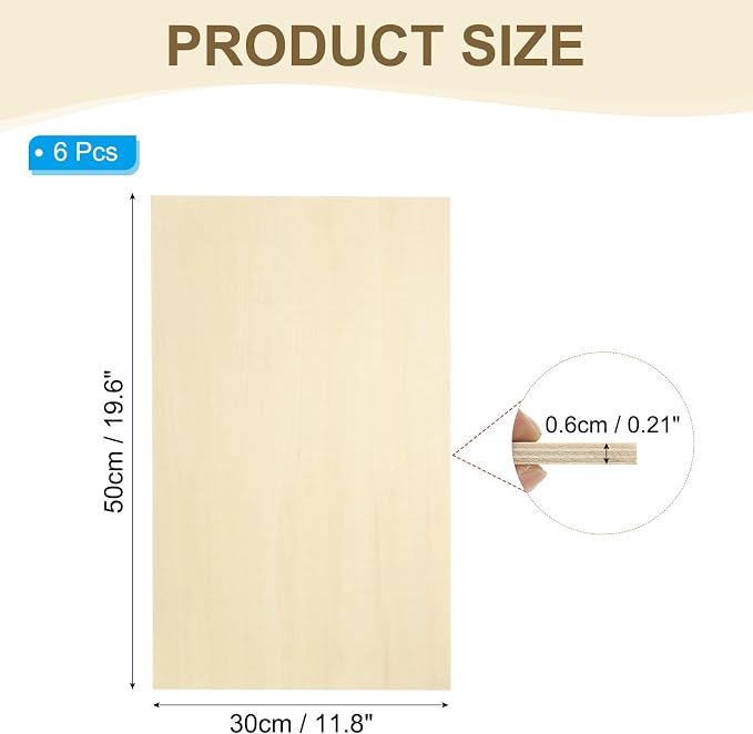 PATIKIL 12x20x1/4 Basswood Sheets - Image 2