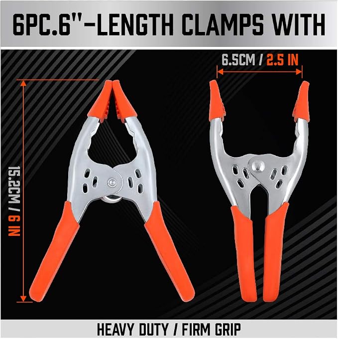 HORUSDY 6-Piece 6" inch Spring Clamp, Heavy Duty Spring Metal Spring Clamps - Image 3