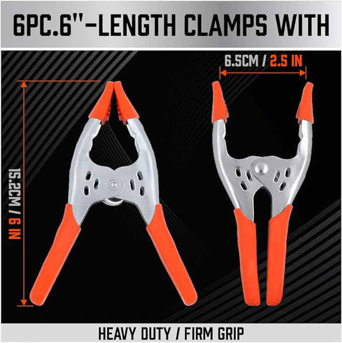 HORUSDY 6-Piece 6" inch Spring Clamp, Heavy Duty Spring Metal Spring Clamps - Image 3