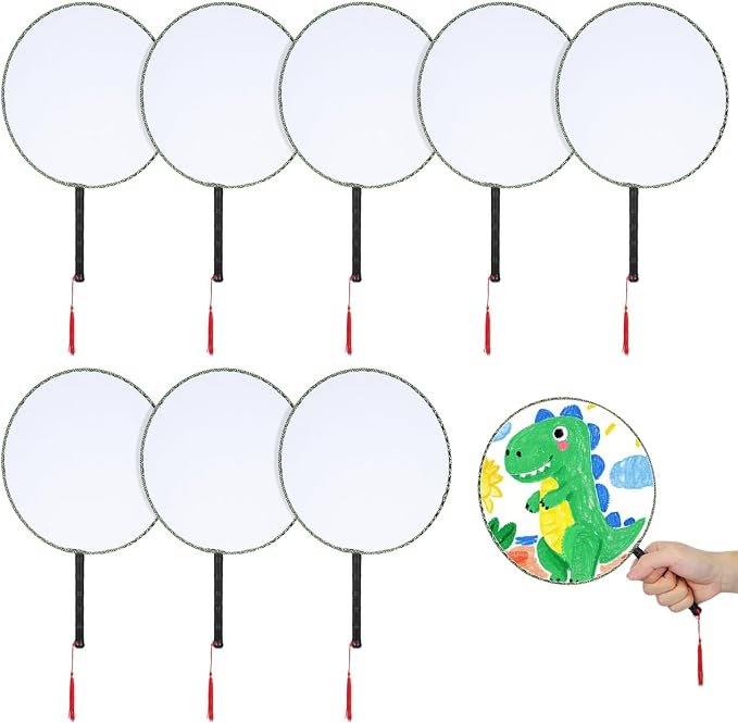 Healifty 10 Pcs Blank Round Hand Fans by Healifty