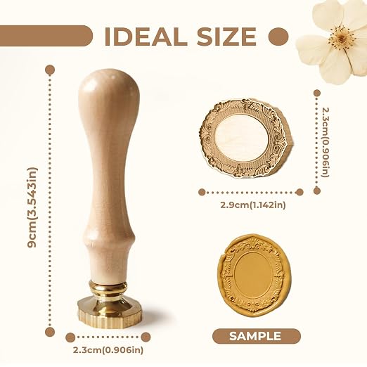 Frame Wax Seal Stamp, 3D Embossed Relief Carving Head and Wood Handle - Image 2