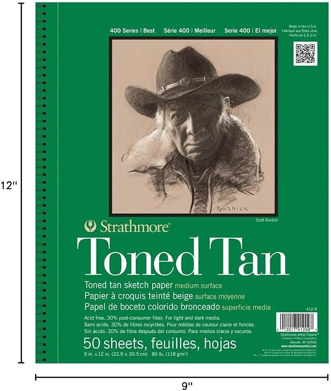 Strathmore 400 Series Wire Bound Toned Sketch Pad, 80 lb. Paper, 9 X 12 inches - Image 2
