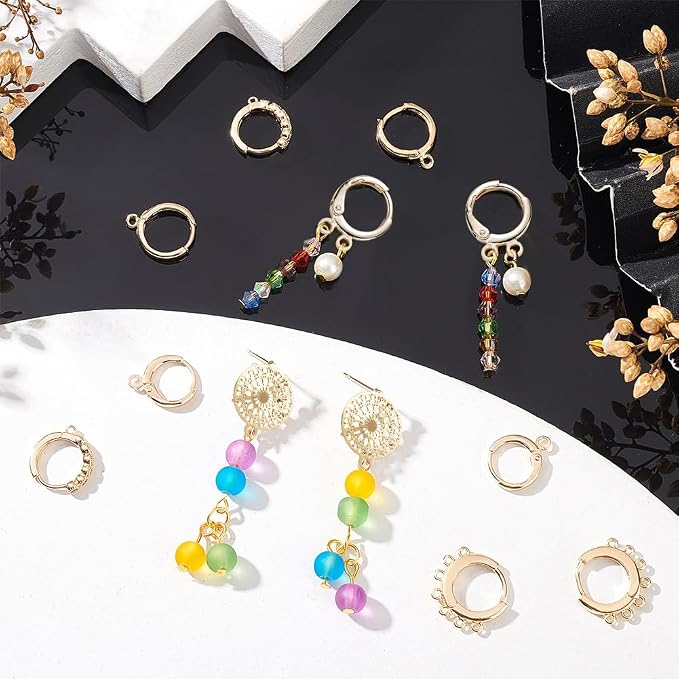 PH PandaHall 18K Gold Plated Huggie Hoop Earrings, Hole 1~2mm - Image 2