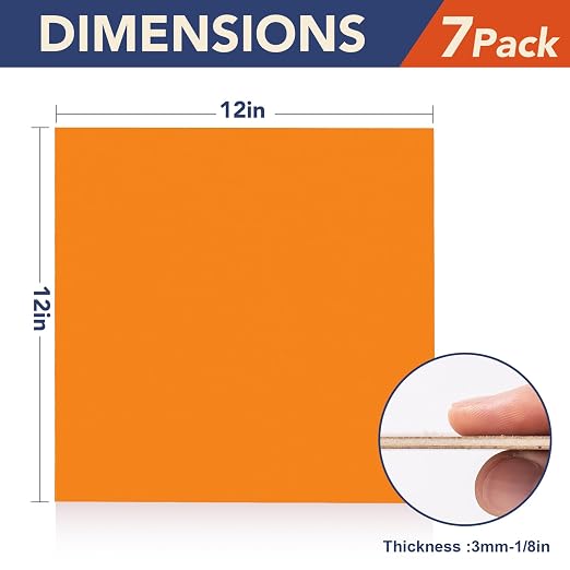 Rowood Colored Plywood Sheets for Laser Cutting, 7 Pack 3mm Thin Unfinished - Image 2