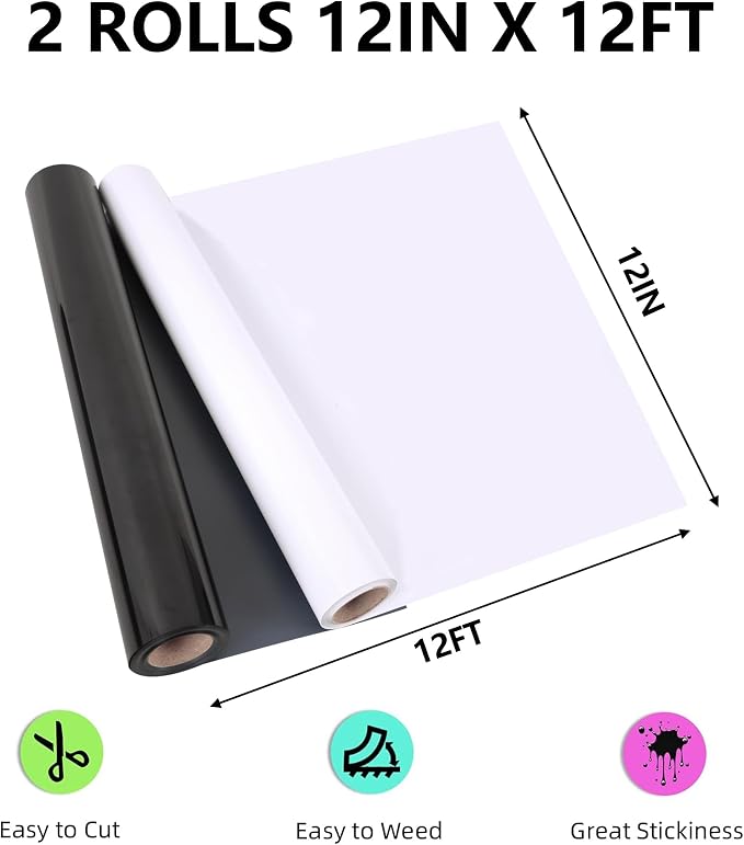 RENLITONG White and Black Heat Transfer Vinyl - Image 2