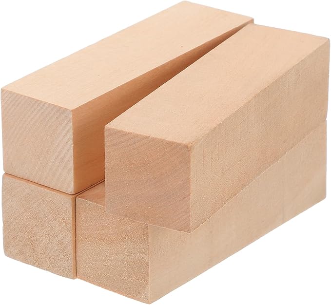 MECCANIXITY 4Pcs Basswood Carving Block, 1.2"x1.2"x4" Square Wooden Dowels by MECCANIXITY
