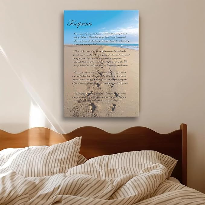 Zapeeitt Footprints in The Sand Poetry Poster Art Print Canvas Wall Art Kitchen - Image 4