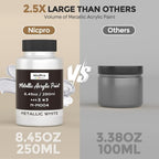 Nicpro Metallic Pearl White Acrylic Paint, 8.45oz/250ml White Craft Paint | - Image 6
