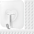 DGYB 40 Pcs Clear Adhesive Hooks for Hanging 22lb Self Adhesive Wall Hooks Heavy Duty Waterproof Transparent Sticky Hooks for Shower Home Bathroom Kitchen Office
