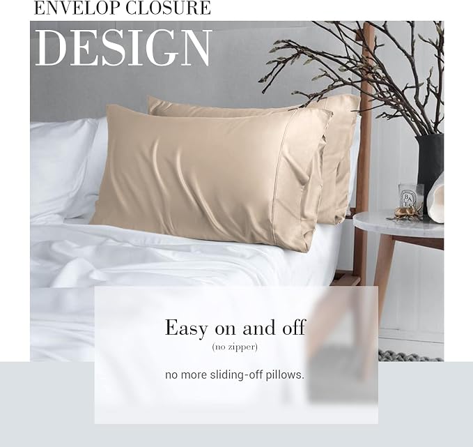 WishSmile Taupe Cooling Pillowcases King Pillow Cases Set of 2, Hair and Skin - Image 5