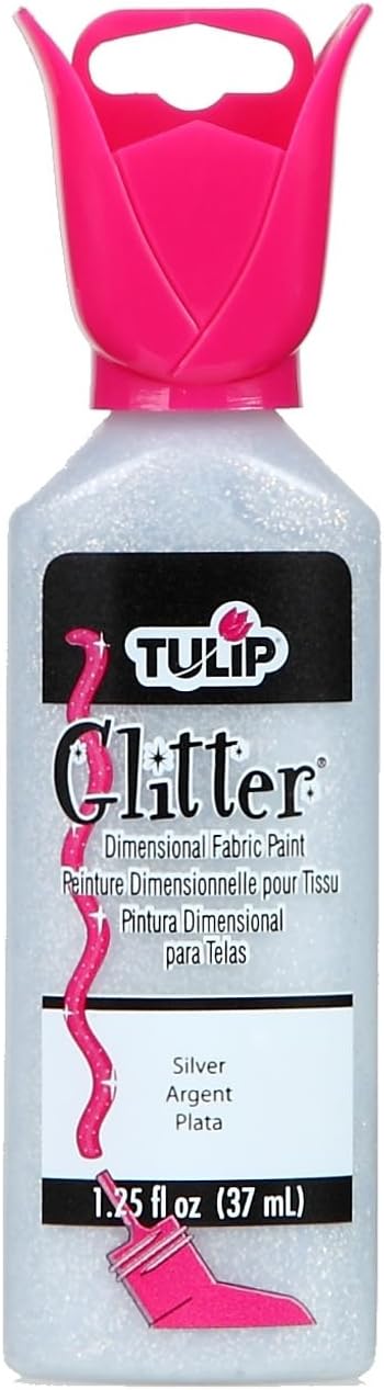 Tulip Dimensional Fabric Paint 1-1/4 Ounces-Glitter-Silver by Tulip