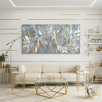 ZESTRILIA Iridescent Mosaic Leaf Canvas Wall Art, Abstract Mother of Pearl Print - Image 3