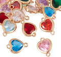 FASHEWELRY 16pcs Crystal Heart Charm Links Gold Plated Glass Heart Connector by FASHEWELRY