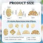 BENECREAT 60Pcs 10 Styles Geometric Flat Connector Link Charms, Hole: 1.2~1.8mm - Image 2