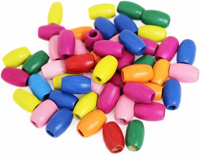 BetterJonny 50 Large Oval Wood Beads Assorted Color by BetterJonny