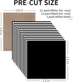HTV Heat Transfer Vinyl: 12 White HTV Vinyl & 11 Black Heat Transfer Vinyl | 12 - Image 6