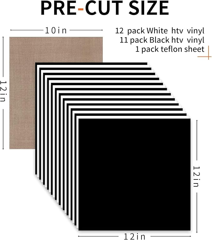 HTV Heat Transfer Vinyl: 12 White HTV Vinyl & 11 Black Heat Transfer Vinyl | 12 - Image 6