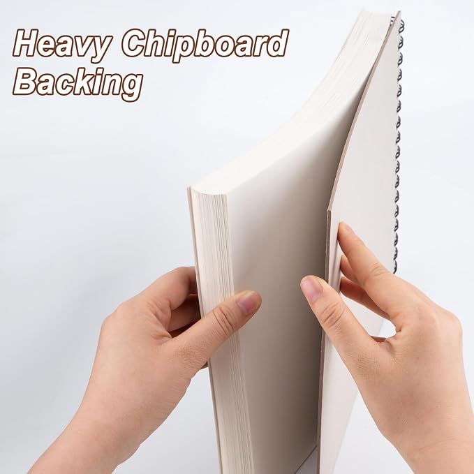 TKOOFN 5 Pack 9" x 12" Sketch Book Bulk, Top Spiral Bound Premium Sketchbook - Image 7