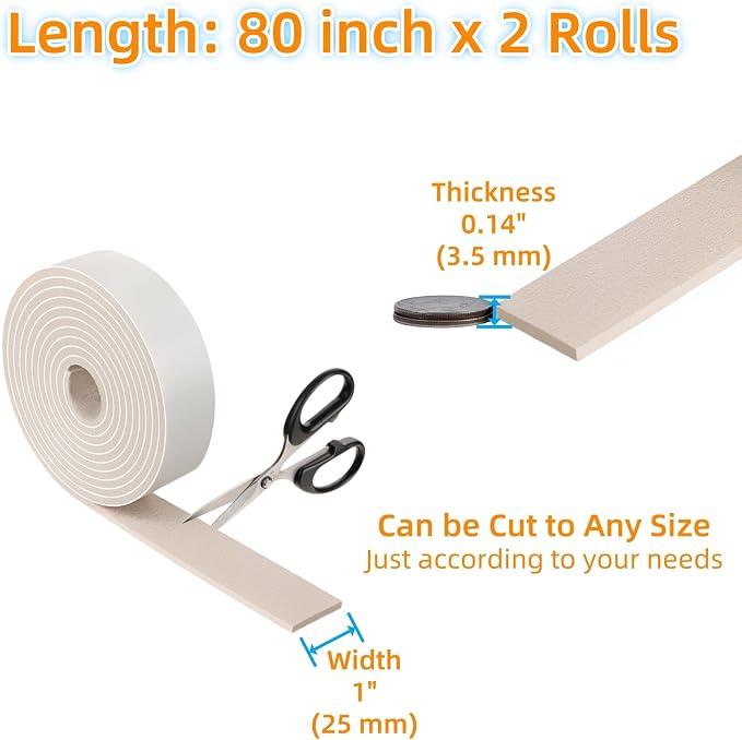 Felt Strips with Adhesive Backing – Furnigear Heavy Duty Cuttable Felt Tape - Image 2