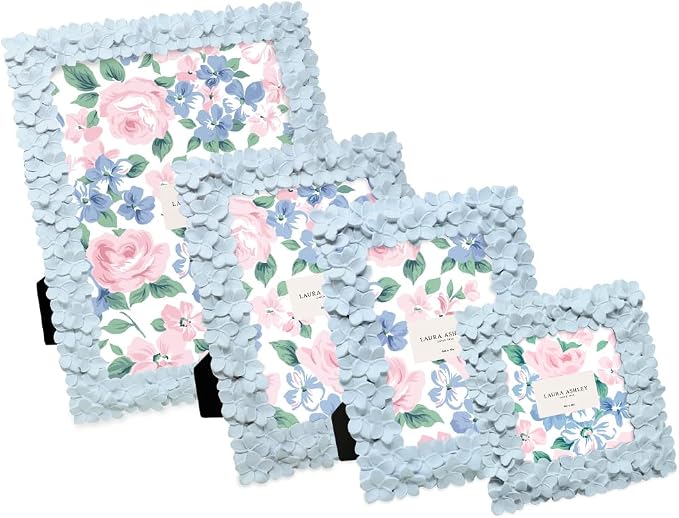Laura Ashley 8x10 Powder Blue Flower Textured Hand-Crafted Resin Picture Frame - Image 5