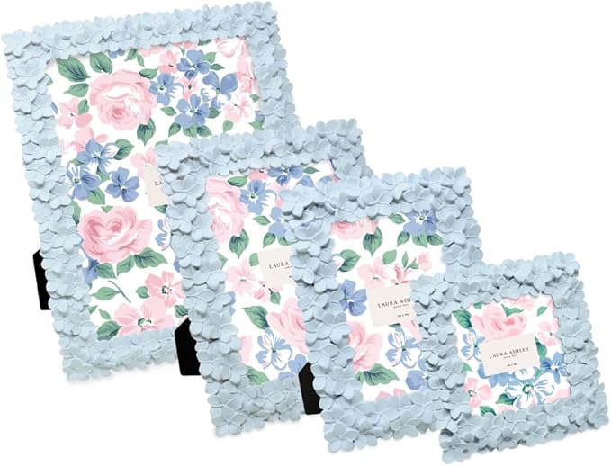 Laura Ashley 4x6 Powder Blue Flower Textured Hand-Crafted Resin Picture Frame - Image 5