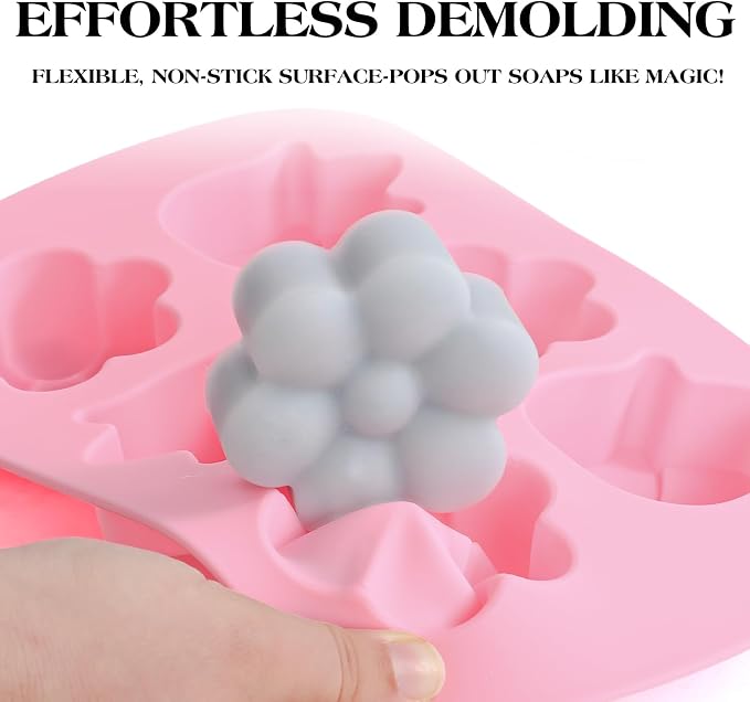 SJ Silicone Soap Molds 2 Packs, Tulip and Different Flower Shapes Soap Molds - Image 2