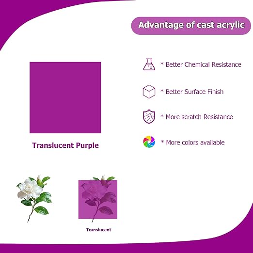 2 Pack 12'' x 12'' Translucent Purple Acrylic Sheet, 3mm Thick Acrylic Plastic - Image 5